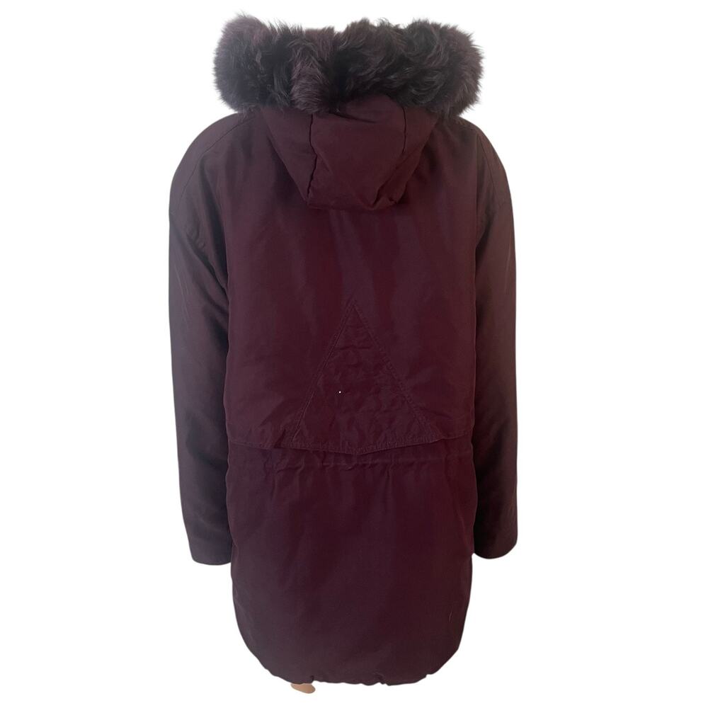 Hunt Club Parka Coat Women’s Small Maroon Faux Fur Hood Drawstring Waist Winter - Picture 14 of 15